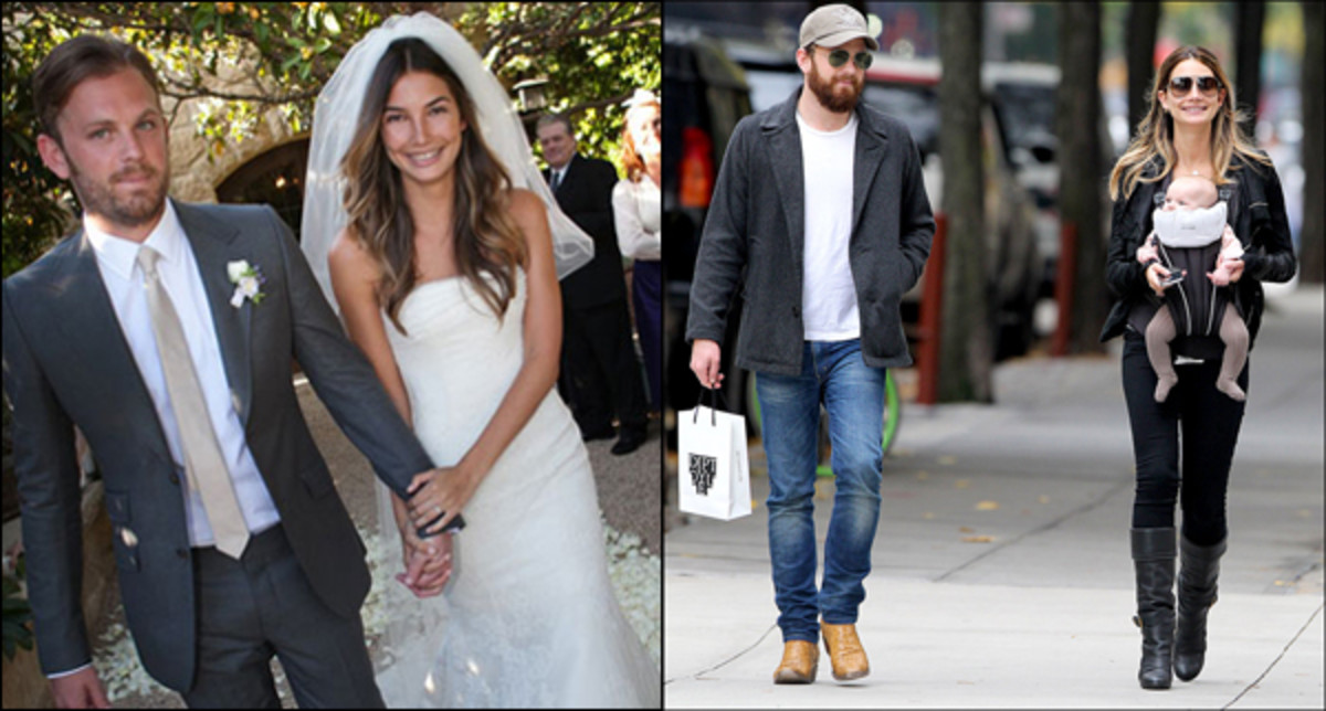 At their wedding in May 2011 (left); with baby Dixie in October 2012